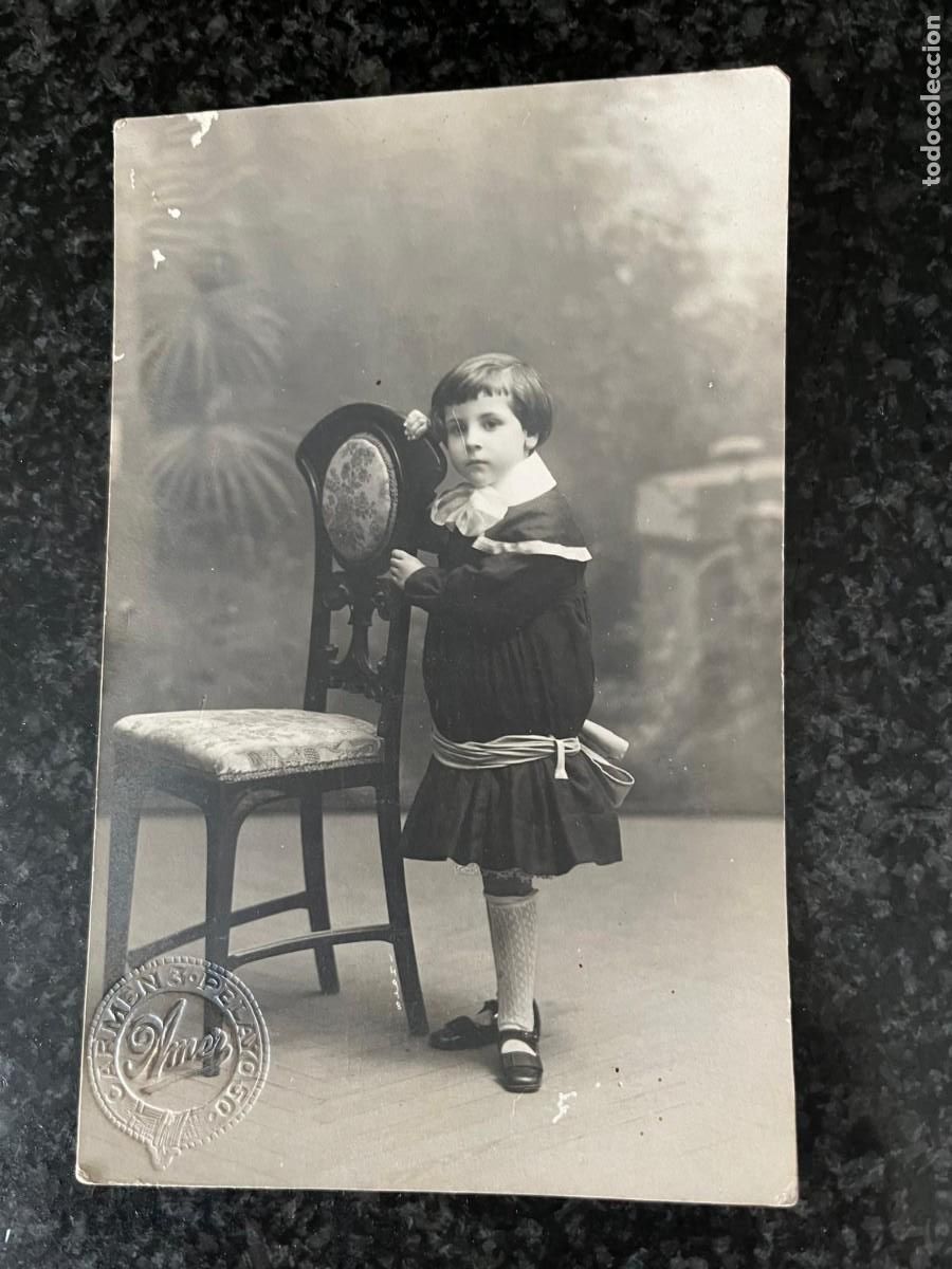 Fotograf&iacute;a antigua: foto postal ni&ntilde;a Amer Barcelona sin circular