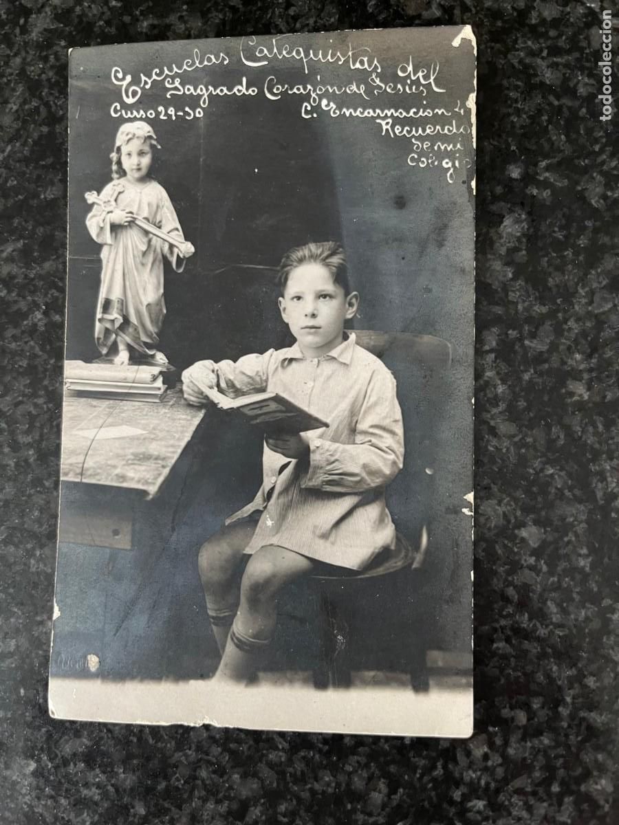 Fotograf&iacute;a antigua: postal foto escuela catequista del sagrado coraz&oacute;n jes&uacute;s Barcelona 1910