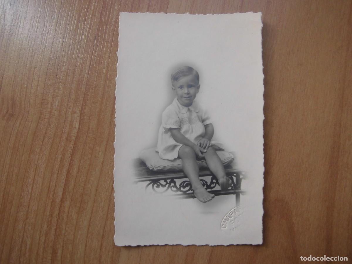 Fotograf&iacute;a antigua: FOTOGRAF&Iacute;A ANTIGUA RETRATO NI&Ntilde;O CHAPARRO FOTO HUELVA 13 x 8