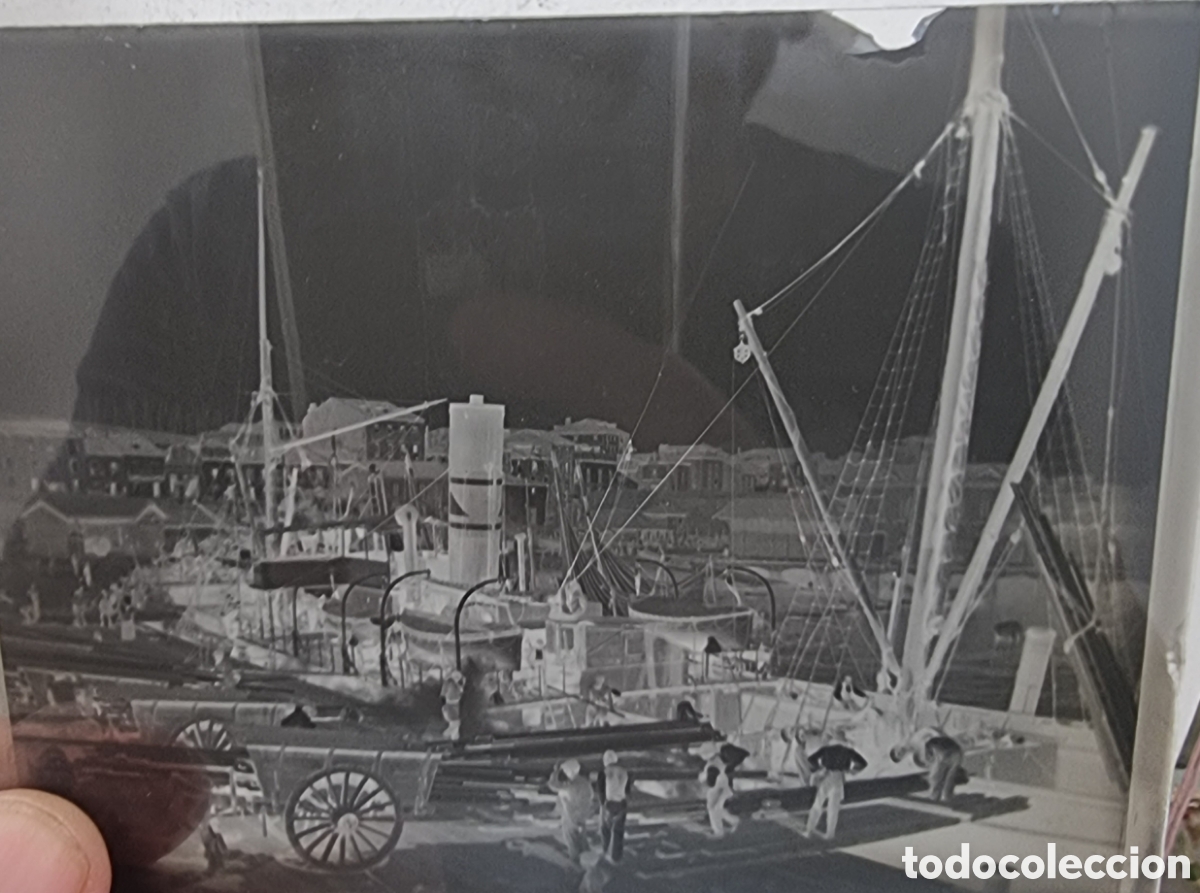 Fotograf&iacute;a antigua: Gij&oacute;n Asturias foto cristal Muelle 1908 original una joya!!!