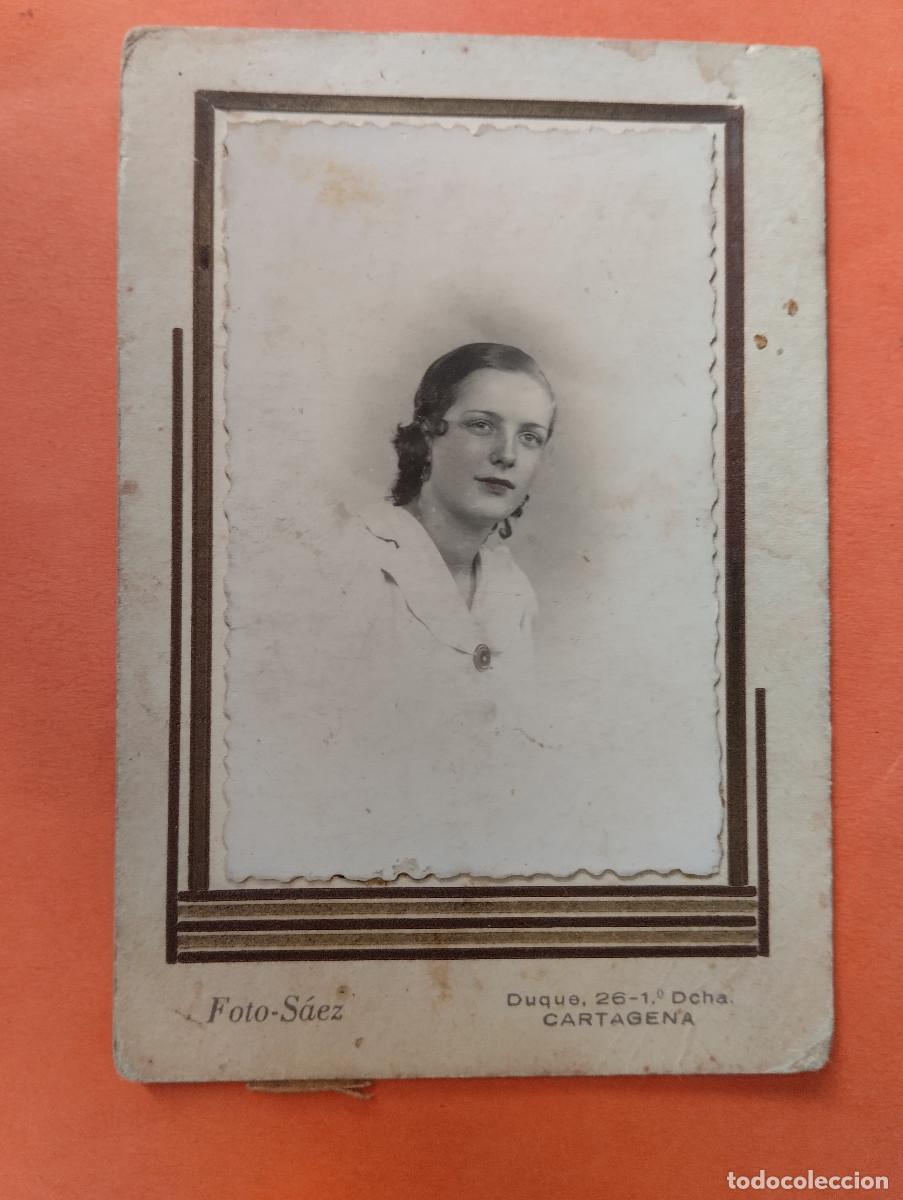 Fotograf&iacute;a antigua: FOTO SAEZ. CARTAGENA MURCIA. SE&Ntilde;ORA. 12X8CM