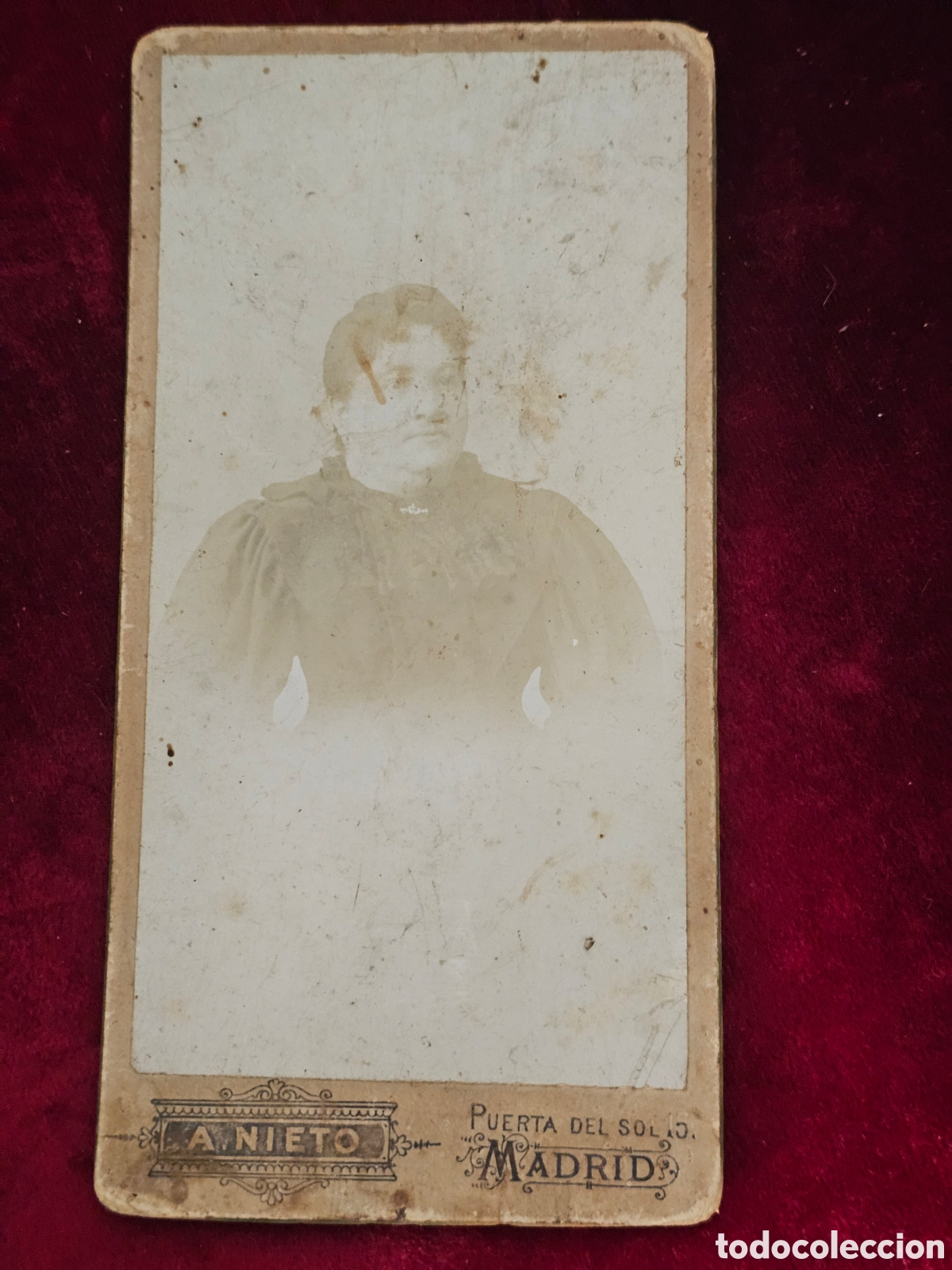 Fotograf&iacute;a antigua: Fotograf&iacute;a Carte de Visite Retrato Mujer A. Nieto Puerta del Sol Madrid c 1890