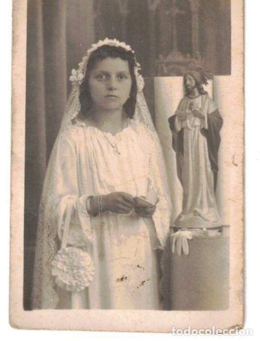 Fotograf&iacute;a antigua: :::: C176 - FOTOGRAFIA FORMATO PEQUE&Ntilde;O - JOVENCITA DE PRIMERA COMUNION ***
