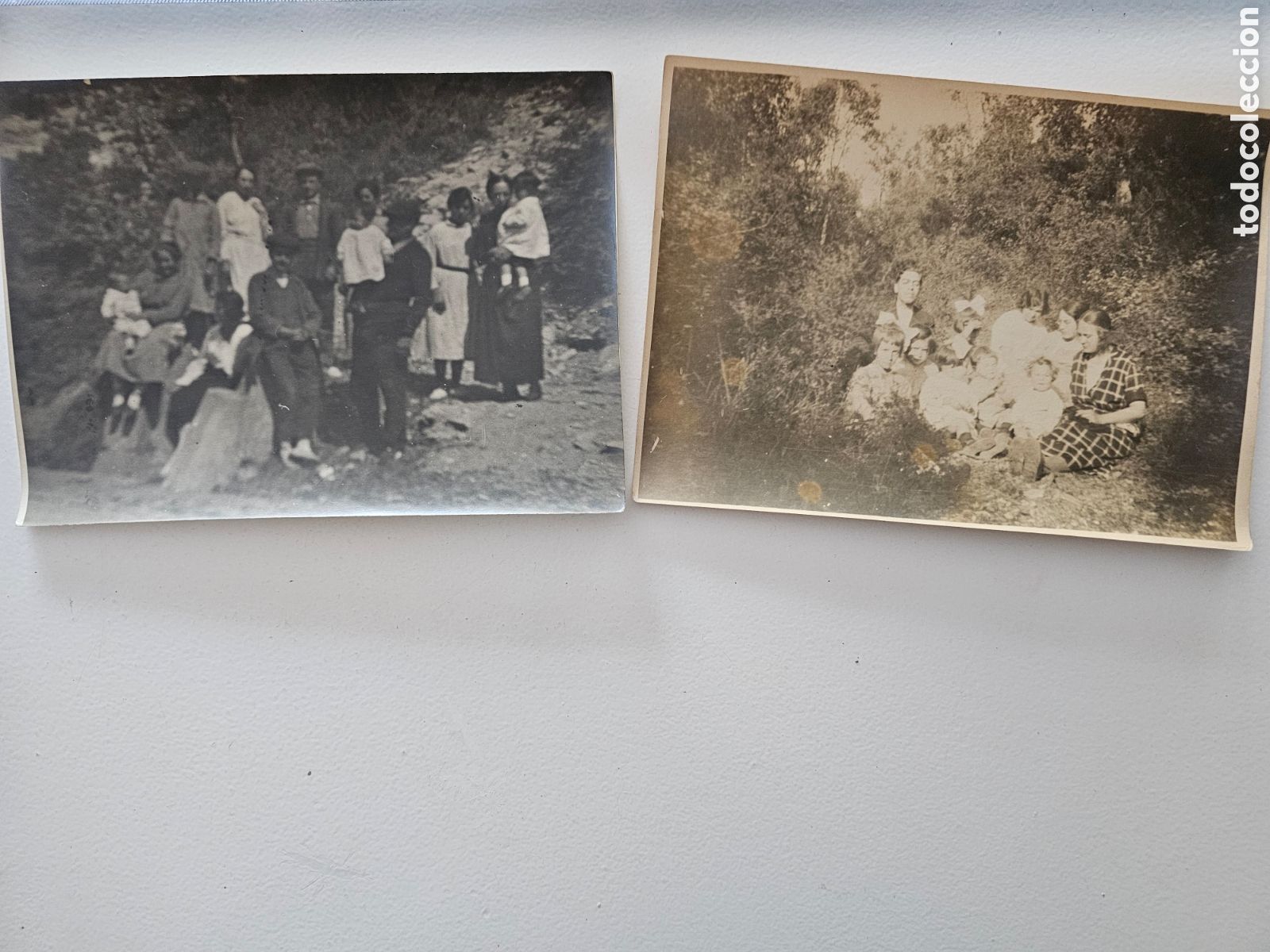Fotograf&iacute;a antigua: Lote 2 Fotos Antiguas A&ntilde;os 20 Grupos Familiares en el Campo Excursi&oacute;n Picnic