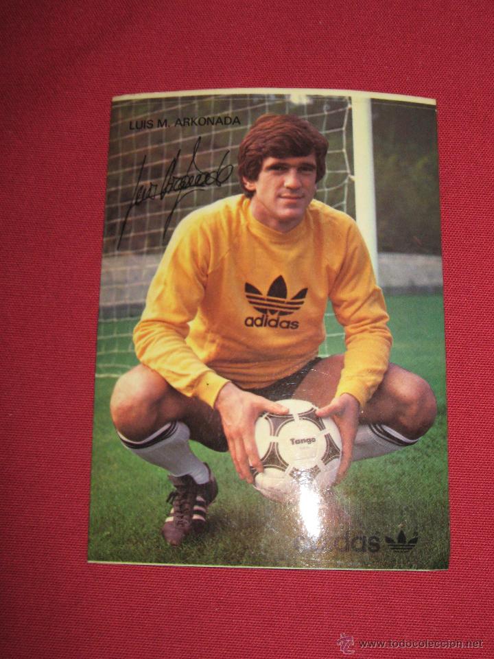 Coleccionismo deportivo: PEGATINA CON FOTOGRAFIA DE LUIS M. ARKONADA - PUBLICIDAD ADIDAS - CON AUTOGRAFO