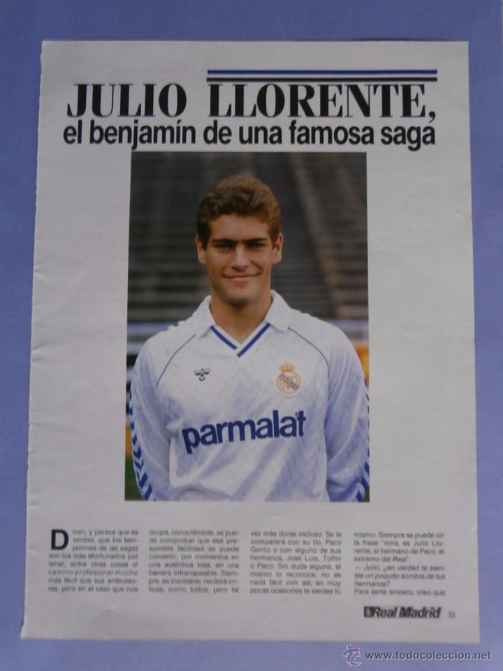 Collectionnisme sportif: hoja de revista - julio llorente  - real madrid - 27,50 x 20,50  c.m.