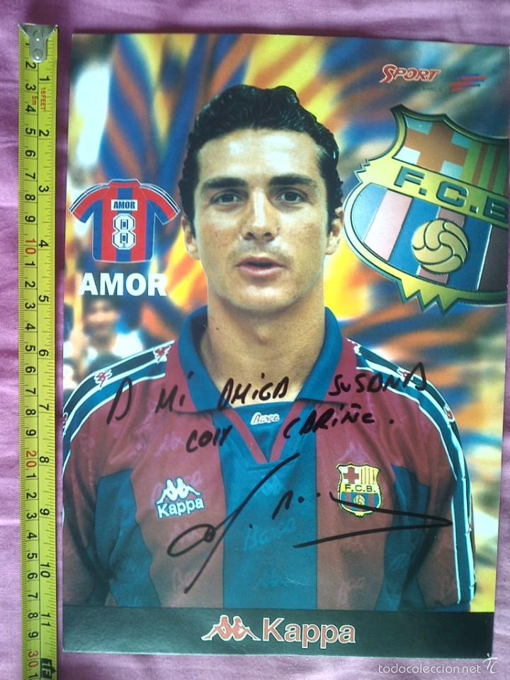 Collectionnisme sportif: TARJETON FBC BAR&Ccedil;A 30X21 CMS DEDICATORIA FIRMA AUTOGRAFA AMOR C2