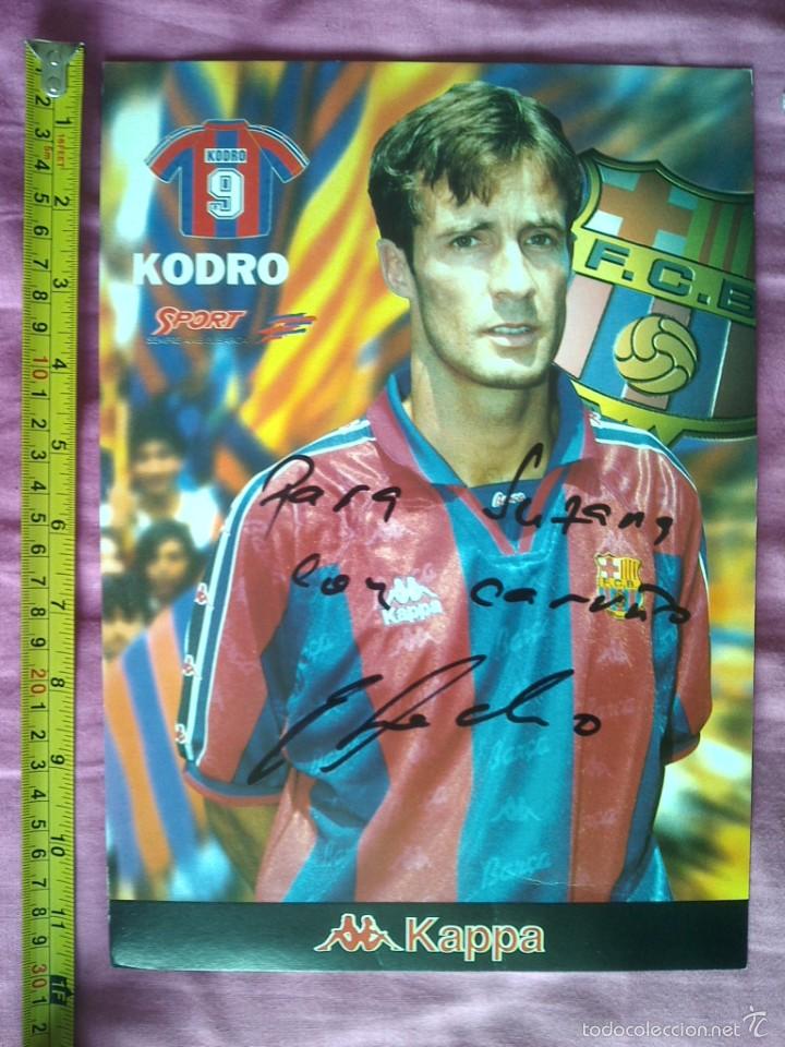 Collectionnisme sportif: TARJETON FBC BAR&Ccedil;A 30X21 CMS DEDICATORIA FIRMA AUTOGRAFA KODRO C2
