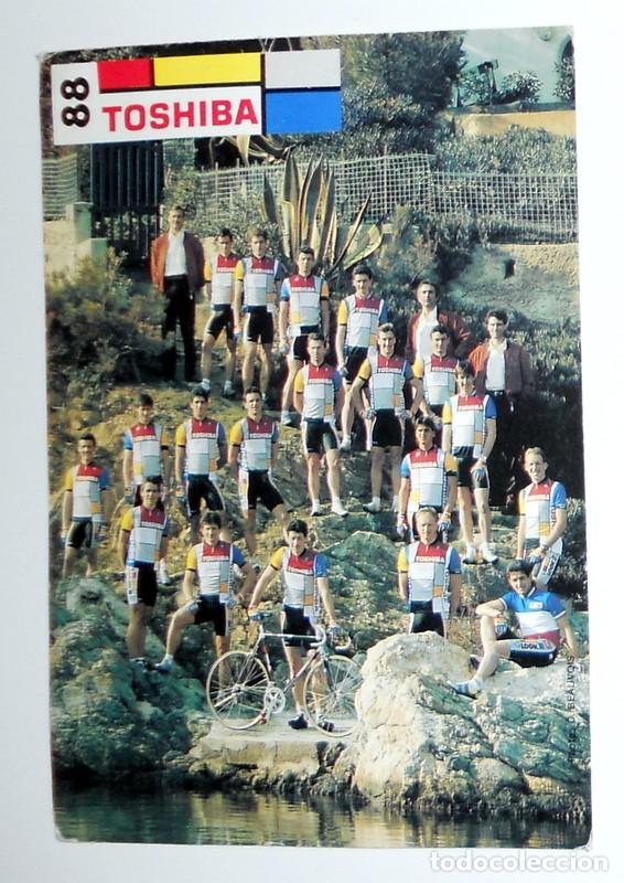 Coleccionismo deportivo: FOTO PROMOCIONAL PUBLICIDAD TOSHIBA EQUIPO CICLISTA CICLISMO J.F.BERNARD B.RIIS - VINTAGE A&ntilde;o 1988