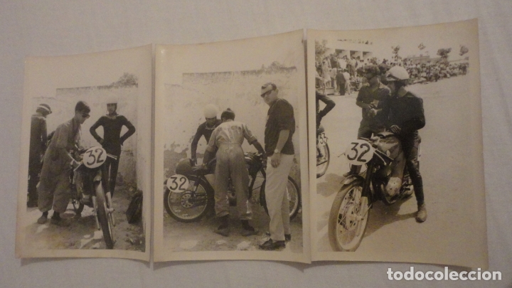Coleccionismo deportivo: TRES FOTOGRAFIAS.TROFEO MOTOCROSS? MOTICICLETA MONTESA N&ordm; 32. A&Ntilde;OS 60?