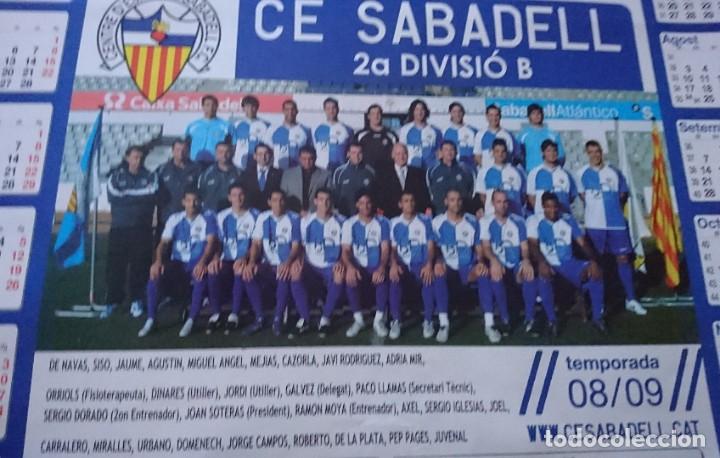 Coleccionismo deportivo: P&oacute;ster C E Sabadell 2008-09 - Foto 2