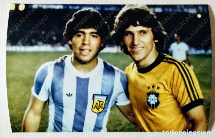Coleccionismo deportivo: FOTOGRAFIA 10X15 MARADONA-ZICO-ARGENTINA-BRASIL
