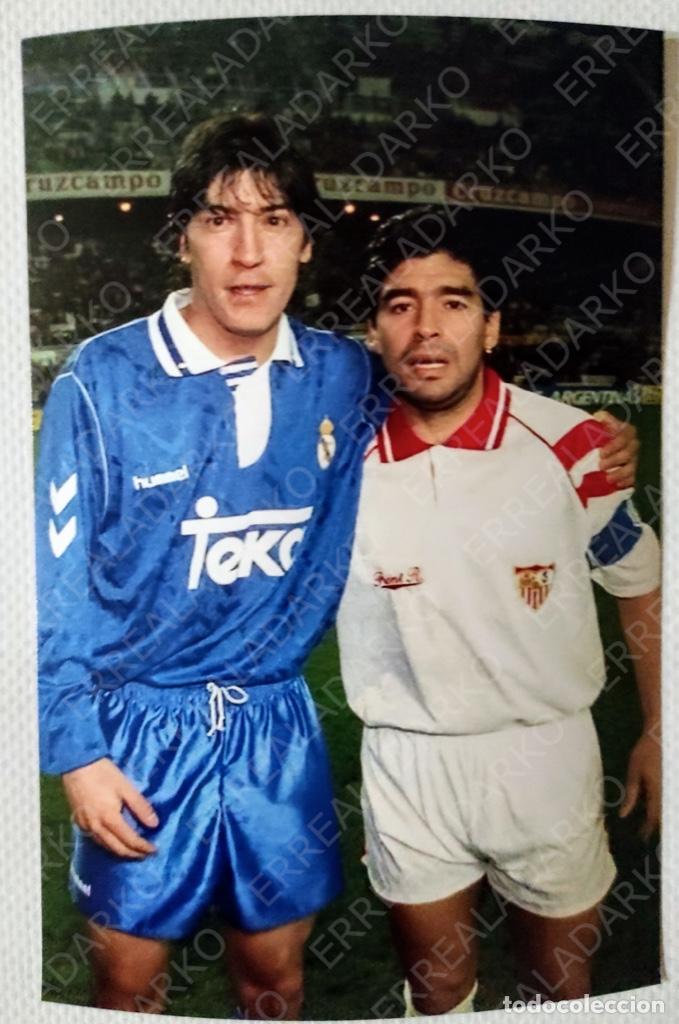Coleccionismo deportivo: FOTOGRAFIA 10X15 MARADONA-ZAMORANO ( REAL MADRID-SEVILLA)