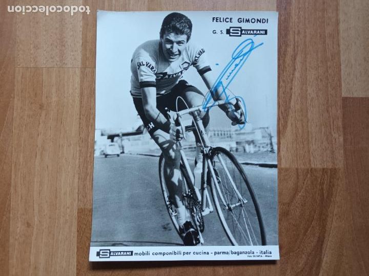 Coleccionismo deportivo: PUBLICIDAD CICLISTA FELICE GIMONDI EQUIPO G S SALVARNI. PARMA BAGANZOLA ITALIA CICLISMO. AUTOGRAFO