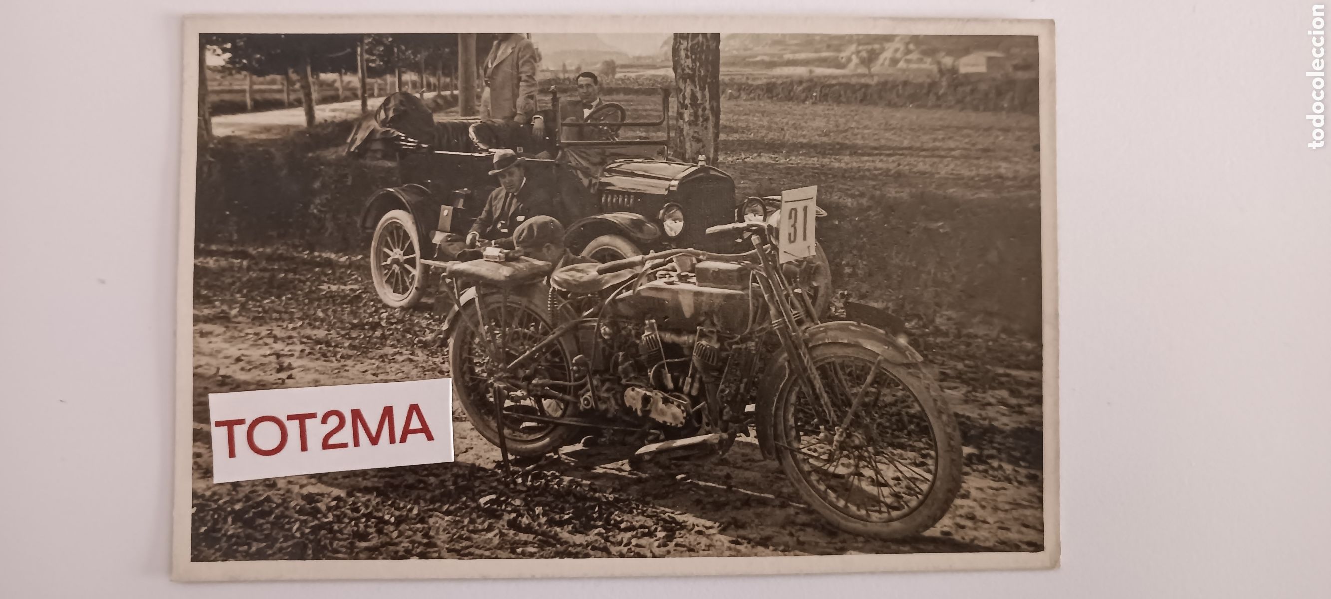 Sports collectibles: Antigua fotograf&iacute;a postal, carrera motocicleta. A&ntilde;os 20