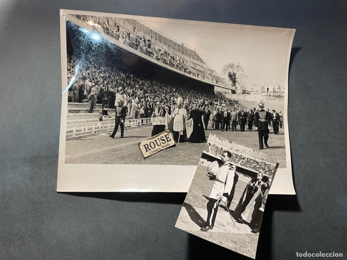 Collectionnisme sportif: REAL CLUB DEPORTIVO ESPANYOL - 2 ANTIGUAS FOTOGRAFIAS 1956 INAGURACION DE LA NUEVA TRIBUNA DEL CAMPO