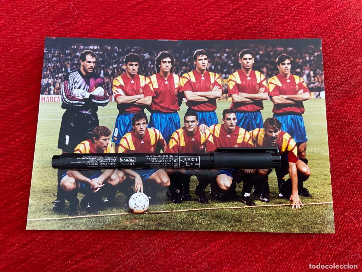 Collectionnisme sportif: F31283 FOTO FOTOGRAFIA ONCE ALINEACION SELECCION ESPA&Ntilde;OLA ESPA&Ntilde;A REPUBLICA IRLANDA (18-11-1992)