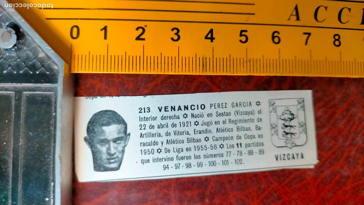 Sammelleidenschaft Sport: ANTIGUO RECORTE FUTBOL FUTBOLISTA . MEDIDA EN FOTO . VIZCAYA VENANCIO