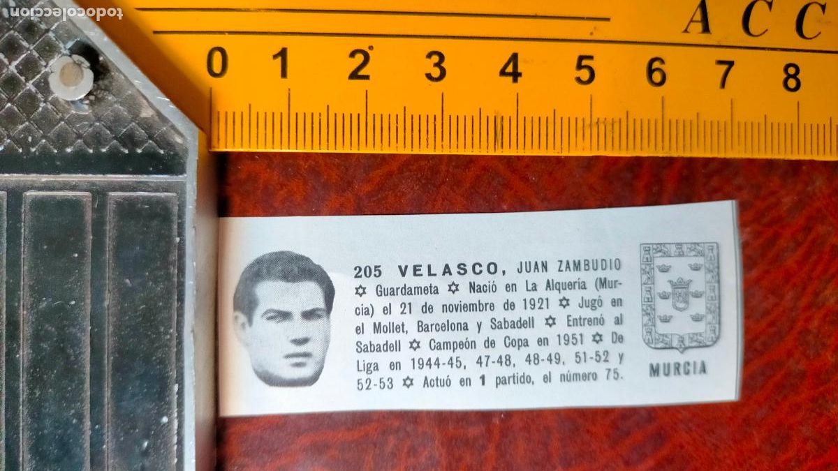 Sammelleidenschaft Sport: ANTIGUO RECORTE FUTBOL FUTBOLISTA . MEDIDA EN FOTO . MURCIA VELASCO