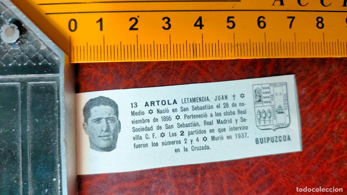 Collectionnisme sportif: ANTIGUO RECORTE FUTBOL FUTBOLISTA . MEDIDA EN FOTO . GUIPUZCOA ARTOLA