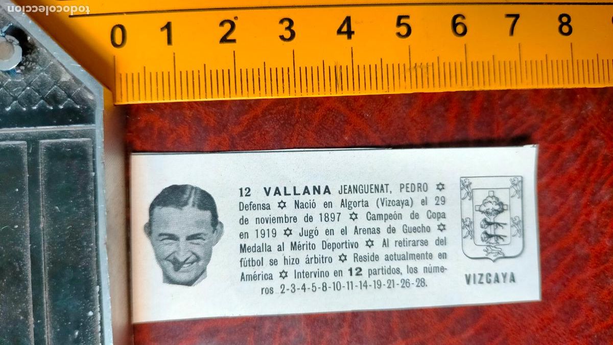 Collectionnisme sportif: ANTIGUO RECORTE FUTBOL FUTBOLISTA . MEDIDA EN FOTO . VIZCAYA VALLANA
