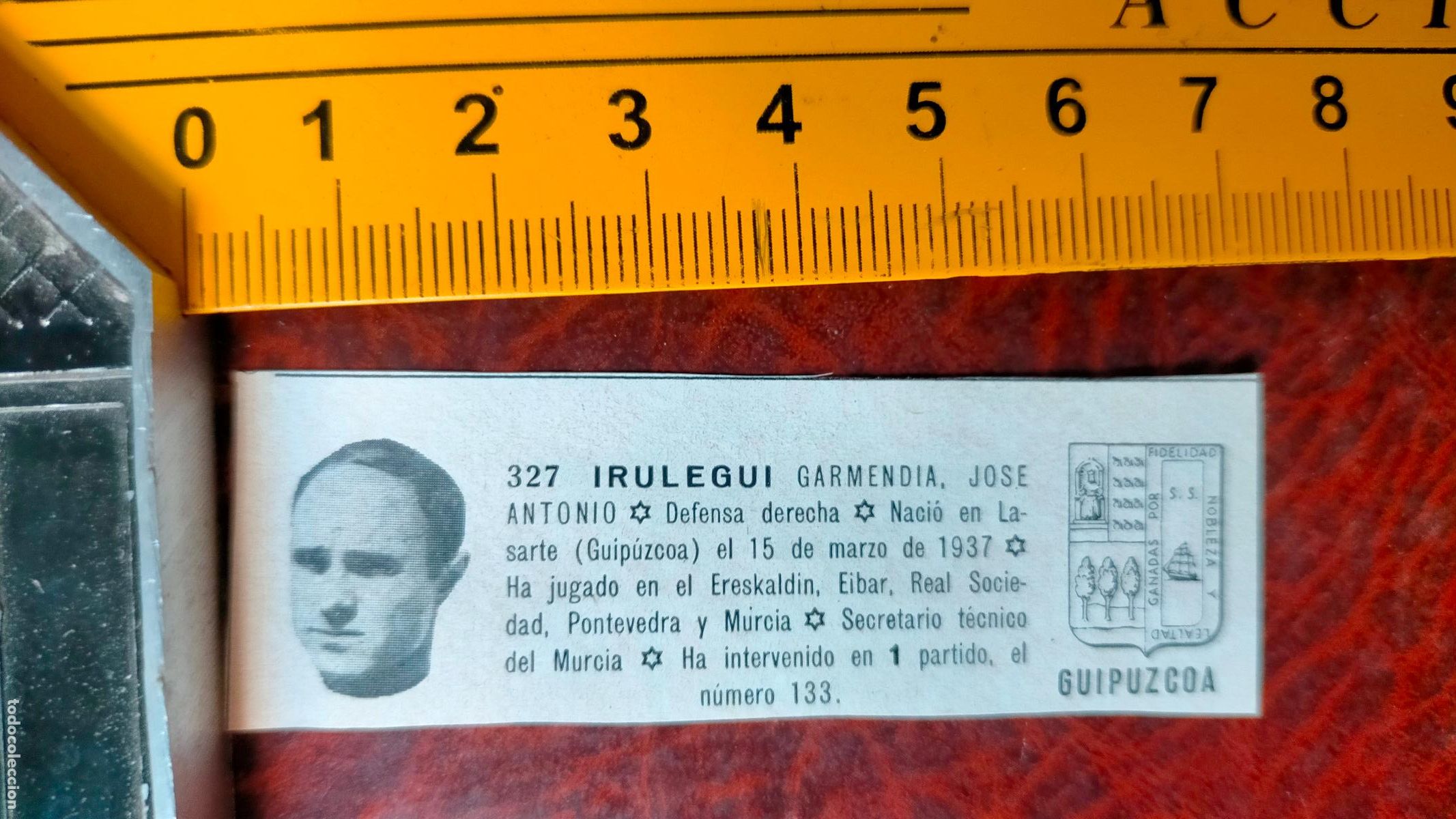 Collectionnisme sportif: ANTIGUO RECORTE FUTBOL FUTBOLISTA . MEDIDA EN FOTO . GUIPUZCOA IRULEGUI