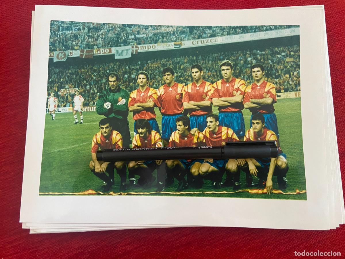 Collectionnisme sportif: F32830 FOTO FOTOGRAFIA ORIGINAL ONCE ALINEACION SELECCION ESPA&Ntilde;OLA ESPA&Ntilde;A 1-0 DINAMARCA (17-11-1993)