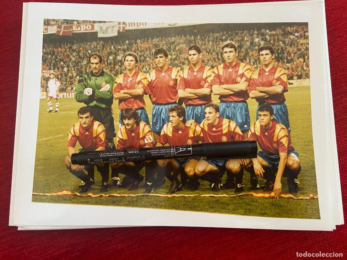 Collectionnisme sportif: F32831 FOTO FOTOGRAFIA ORIGINAL ONCE ALINEACION SELECCION ESPA&Ntilde;OLA ESPA&Ntilde;A 1-0 DINAMARCA (17-11-1993)