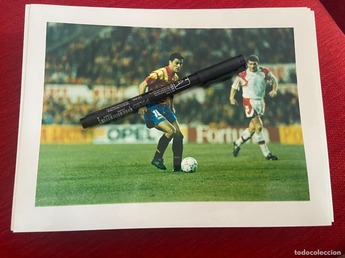 Collectionnisme sportif: F32868 FOTO FOTOGRAFIA ORIGINAL SELECCION ESPA&Ntilde;OLA ESPA&Ntilde;A 1-0 DINAMARCA (17-11-1993) KIKO NARVAEZ