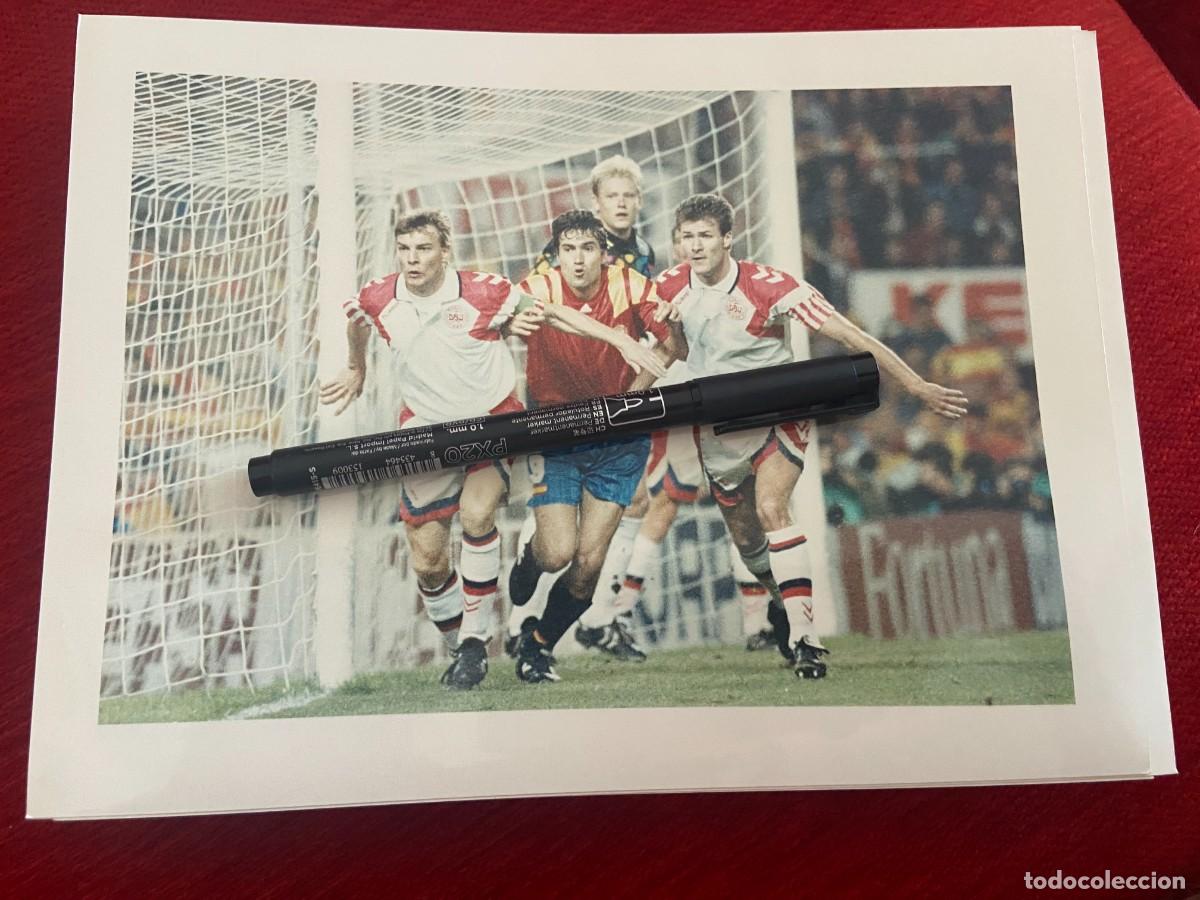 Collectionnisme sportif: F32876 FOTO FOTOGRAFIA ORIGINAL SELECCION ESPA&Ntilde;A 1-0 DINAMARCA (17-11-1993) JULIO SALINAS