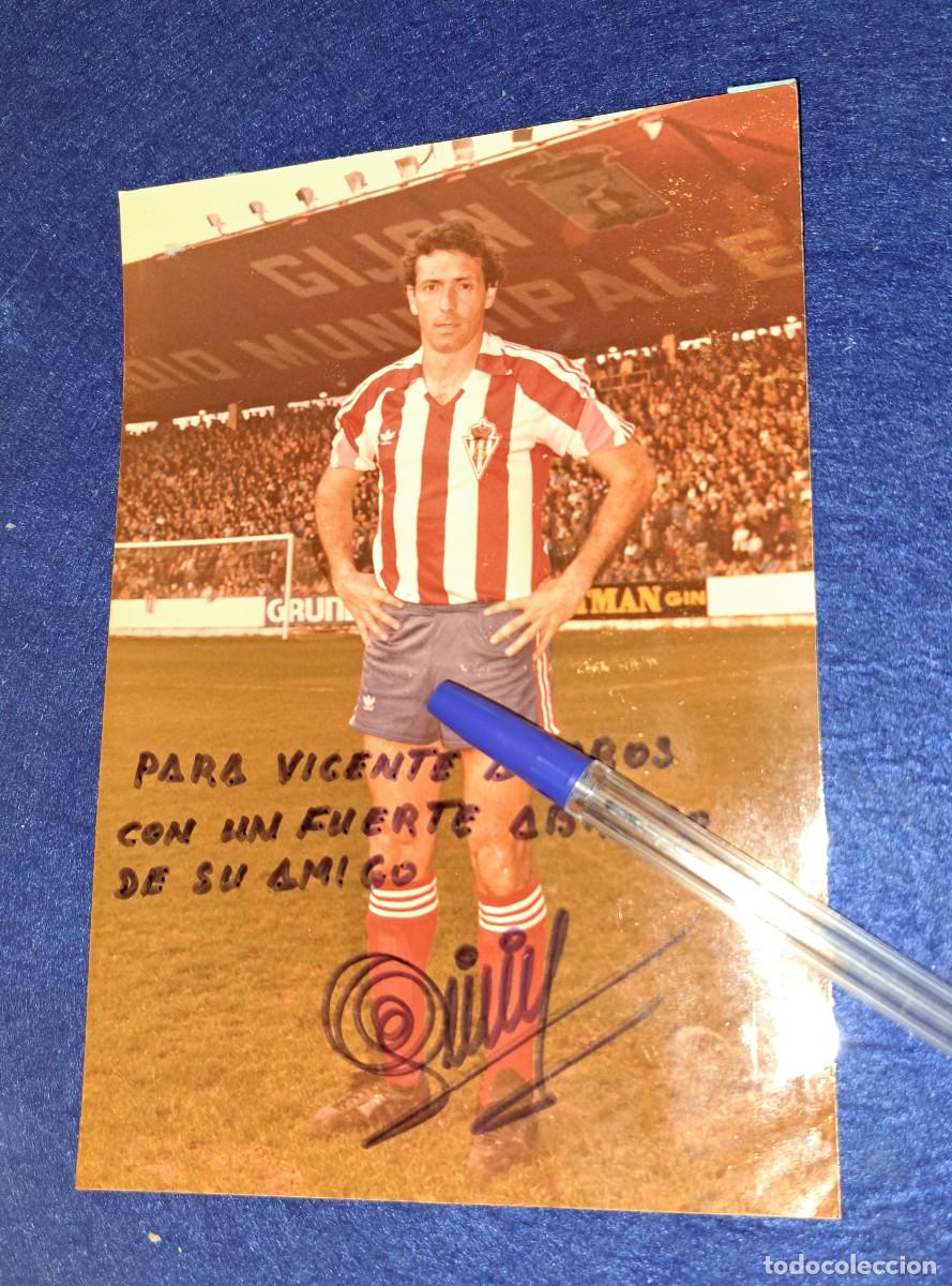 Collectionnisme sportif: SPORTING DE GIJ&Oacute;N - Enrique Castro QUINI - FOTOGRAF&Iacute;A ORIGINAL DEDICADA Y FIRMADA - A&Ntilde;OS 80