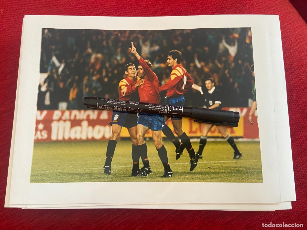 Collectionnisme sportif: F32910 FOTO FOTOGRAFIA ORIGINAL SELECCION ESPA&Ntilde;OLA ESPA&Ntilde;A IRLANDA DEL NORTE 1994 GOL JULIO SALINAS