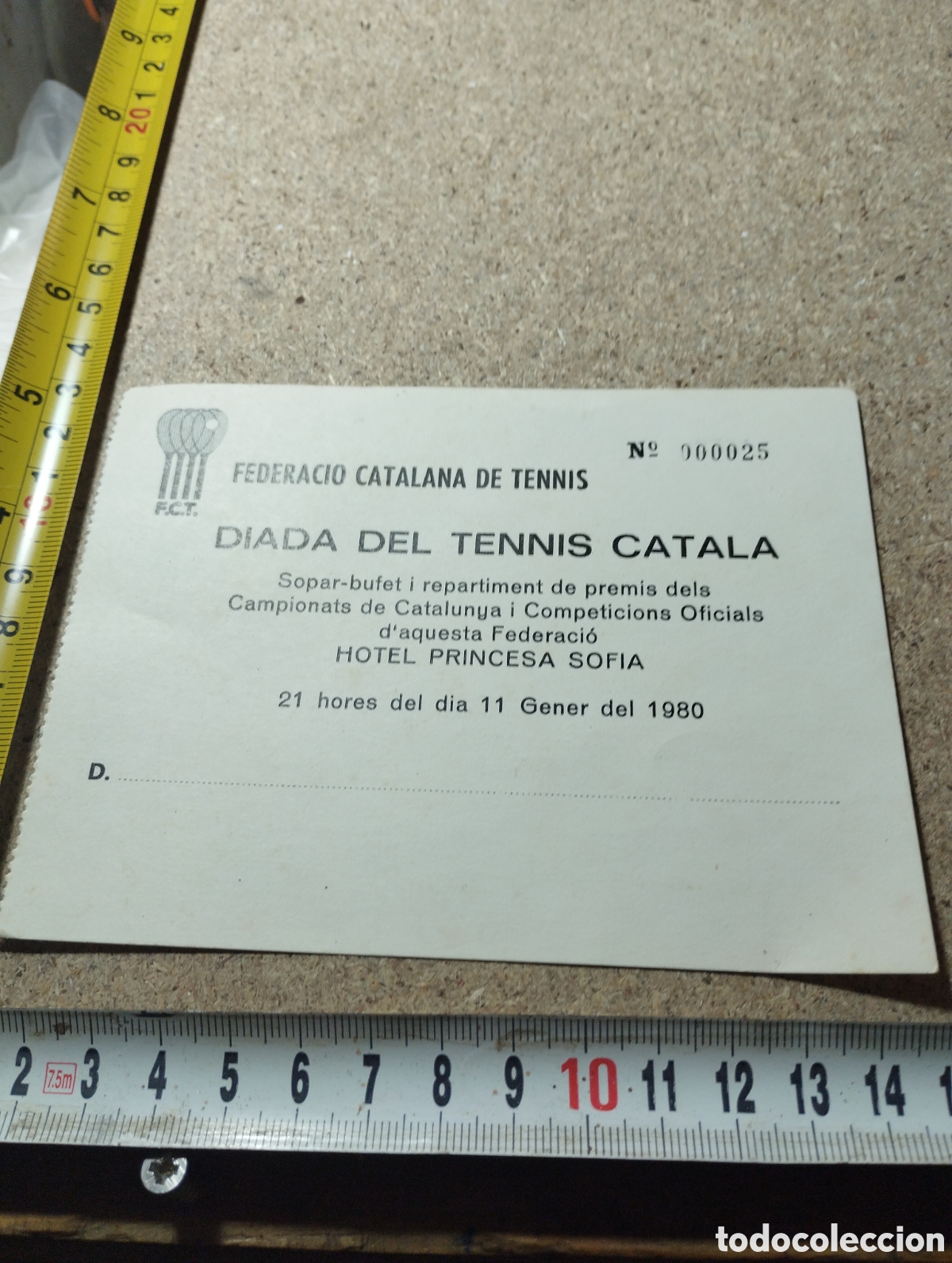 Collectionnisme sportif: Pase de prensa Federaci&oacute;n Catalana de Tenis 1980