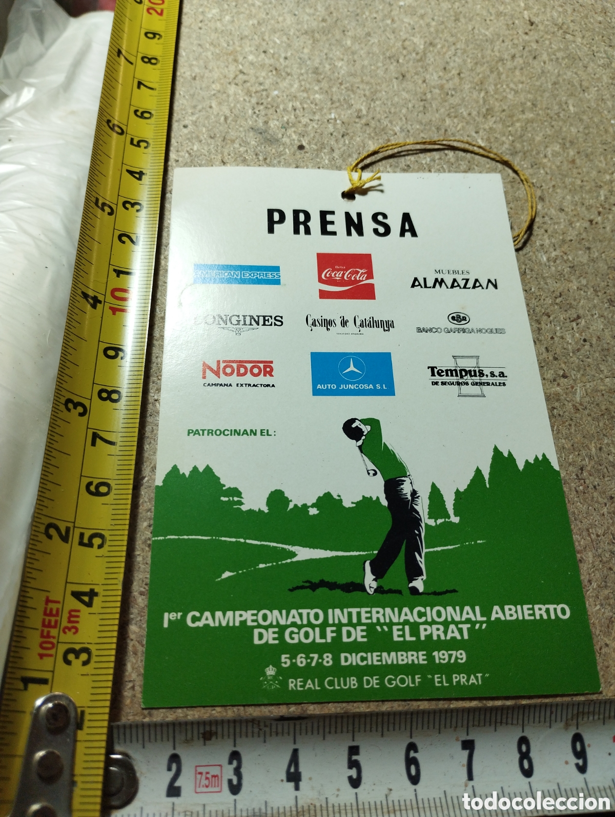 Collectionnisme sportif: Pase de prensa primer campeonato Internacional abierto de golf de el Prat 1979