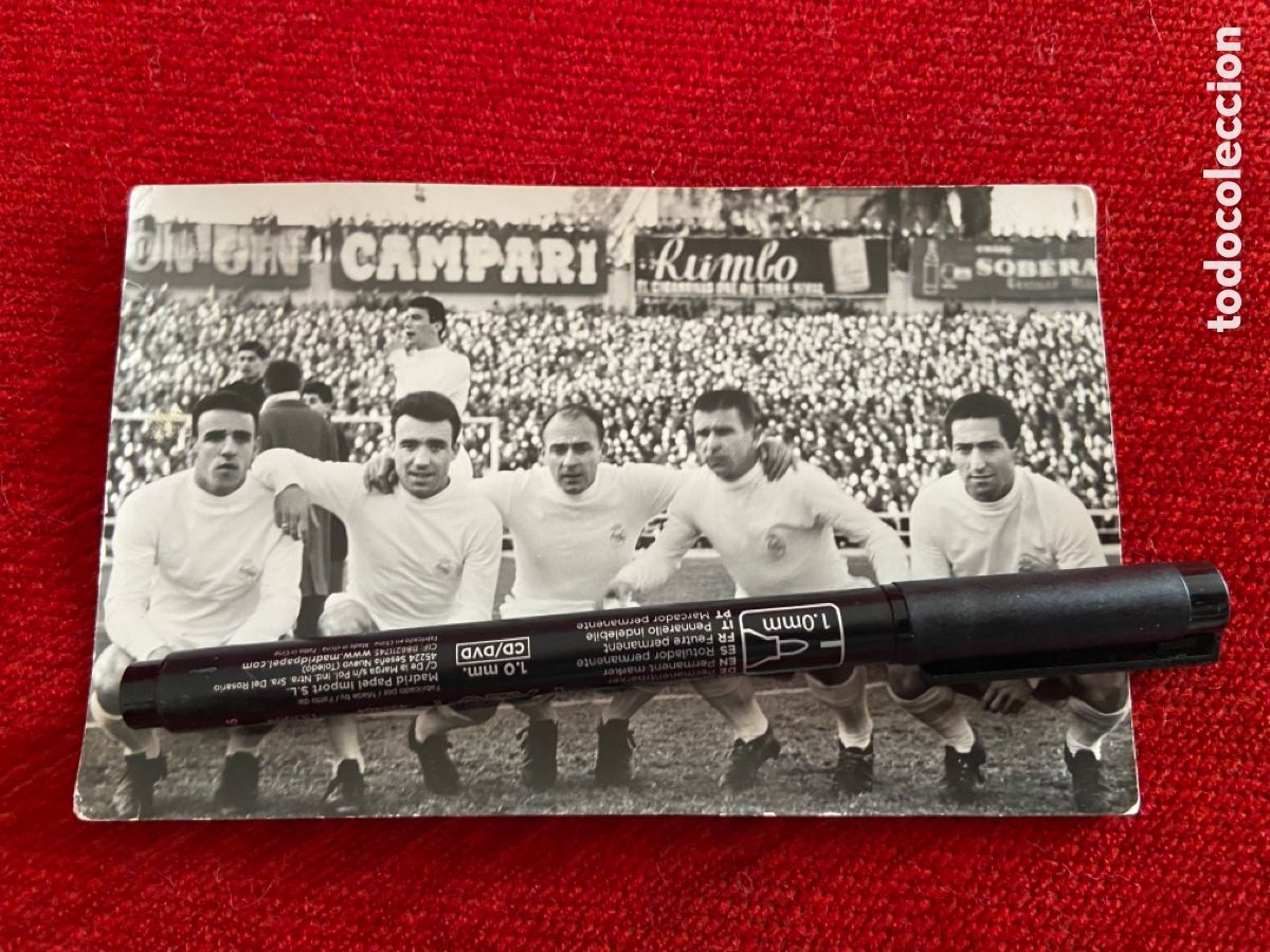Sports collectibles: R27190 FOTO FOTOGRAFIA ORIGINAL REAL MADRID DI STEFANO GENTO PUSKAS CANARIO DEL SOL