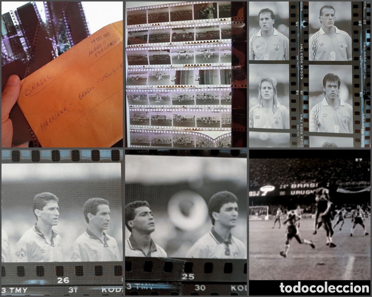 Sports collectibles: Documentos fotogr&aacute;ficos originales de archivo period&iacute;stico partido Brasil vs Uruguay 1993 qualifiers