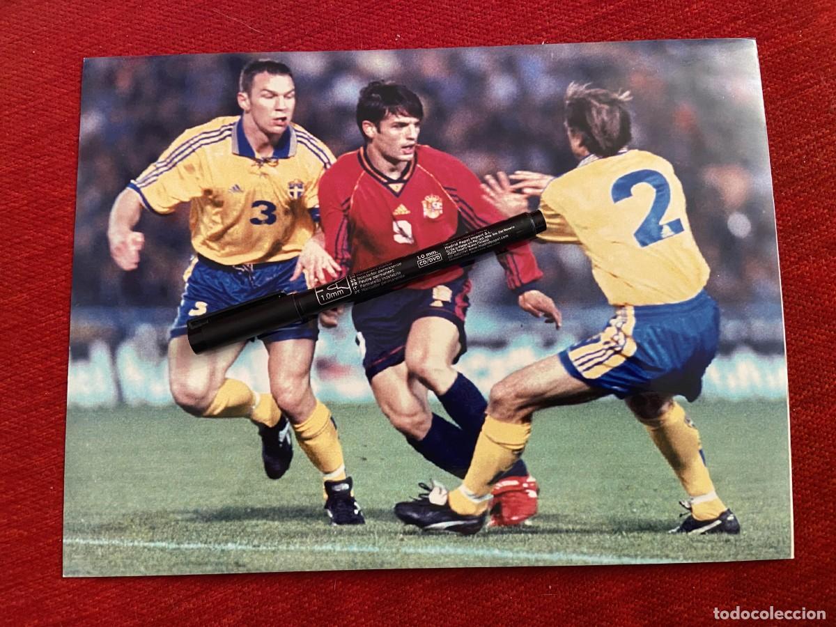 Collectionnisme sportif: F34005 FOTO FOTOGRAFIA ORIGINAL ESPA&Ntilde;A 4-0 SUECIA (25-3-1998) MORIENTES ANDERSSON NILSOON