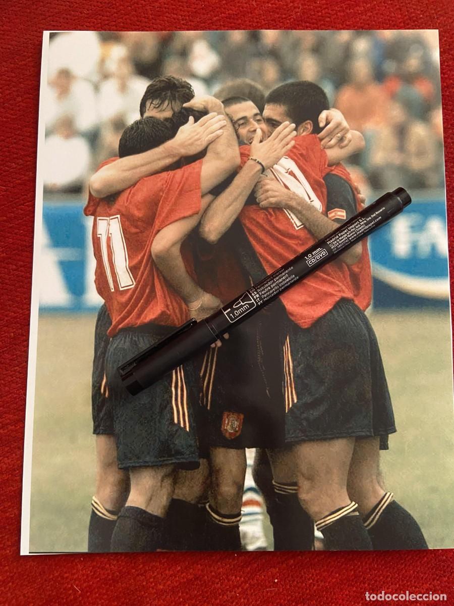 Collectionnisme sportif: F34020 FOTO FOTOGRAFIA ORIGINAL CELEBRACION GOL ESPA&Ntilde;A SELECCION ESPA&Ntilde;OLA GUARDIOLA LUIS ENRIQUE