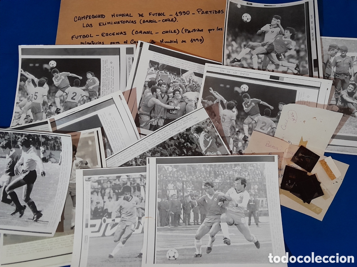 Collectionnisme sportif: Documentos fotogr&aacute;ficos originales de archivo period&iacute;stico partido Brasi l- Chile eliminatorias 1990