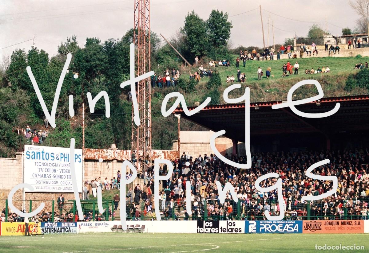 Sports collectibles: ESTADIO FUTBOL ROMAN SUAREZ PUERTA Fotografia 1991 Real Aviles Industrial foto 10x15