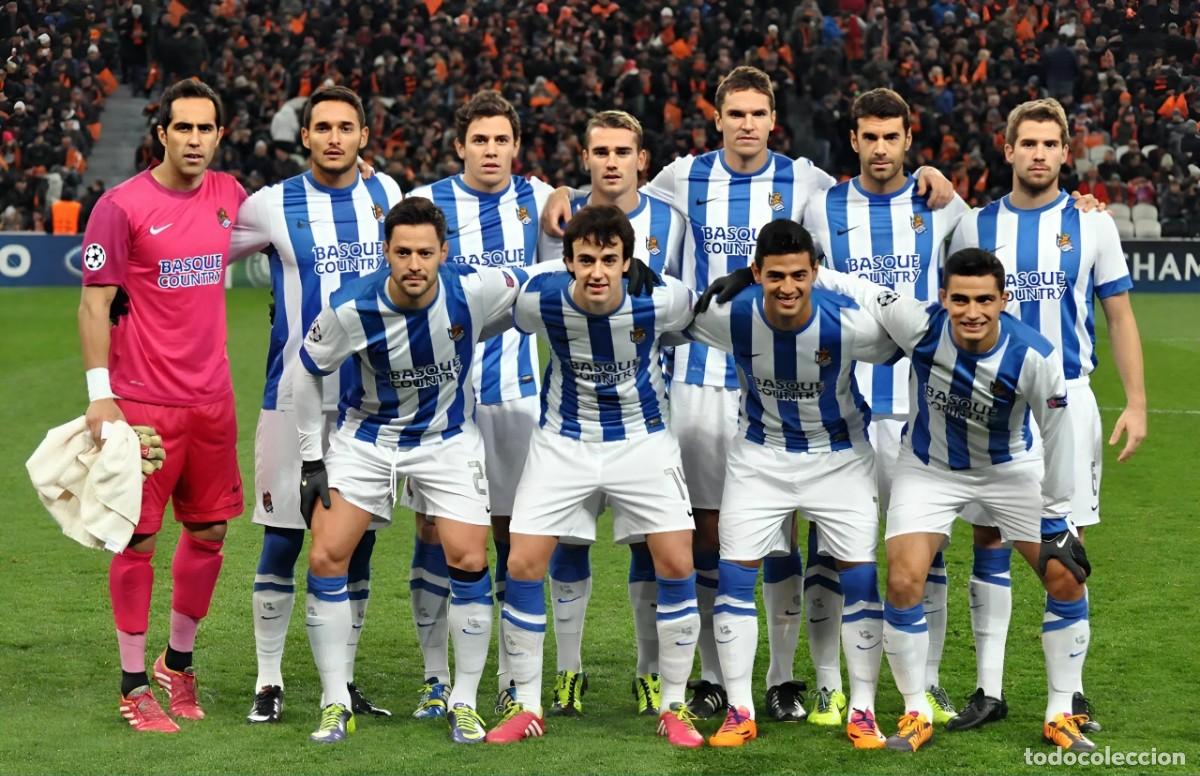 Coleccionismo deportivo: R. SOCIEDAD. ALINEACI&Oacute;N PARTIDO CHAMPIONS 2013-2014 EN DONETSK VS SHAKHTAR D. FOTO
