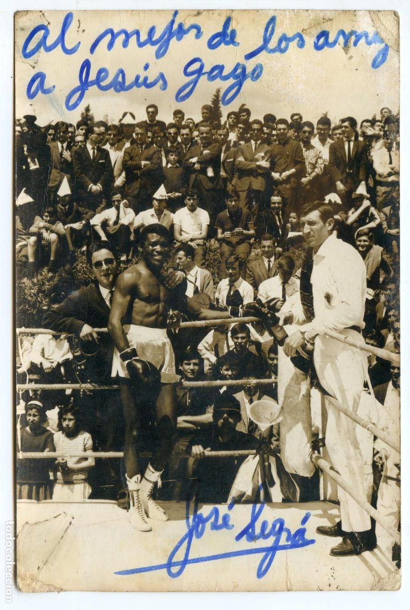 Coleccionismo deportivo: Jos&eacute; Legr&aacute;, campe&oacute;n del mundo de boxeo peso pluma, fotograf&iacute;a dedicada, foto Rubio, Madrid