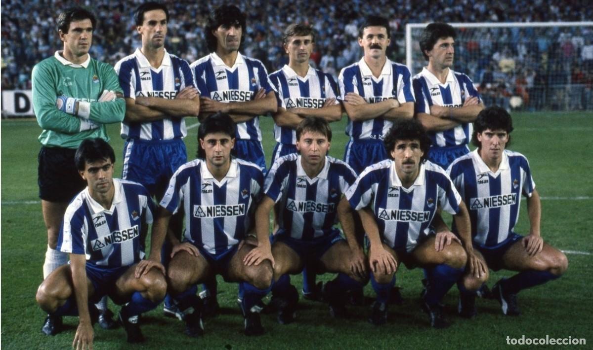 Coleccionismo deportivo: R. SOCIEDAD. ALINEACI&Oacute;N PARTIDO DE LIGA 1988-1989 EN EL BERNAB&Eacute;U VS R. MADRID. FOTO