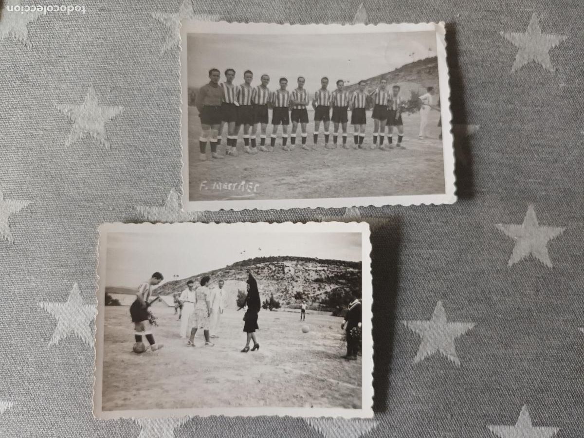 Coleccionismo deportivo: FOTOGRAF&Iacute;A EQUIPO FUTBOL FLIX Y INAGURACION DEL ESTADIO CAMPO DE F.E.T. 1942