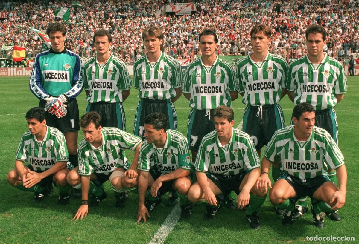 Coleccionismo deportivo: R.BETIS B. ALINEACI&Oacute;N PARTIDO DE LIGA 1995-1996 EN VALLECAS VS RAYO V. FOTO