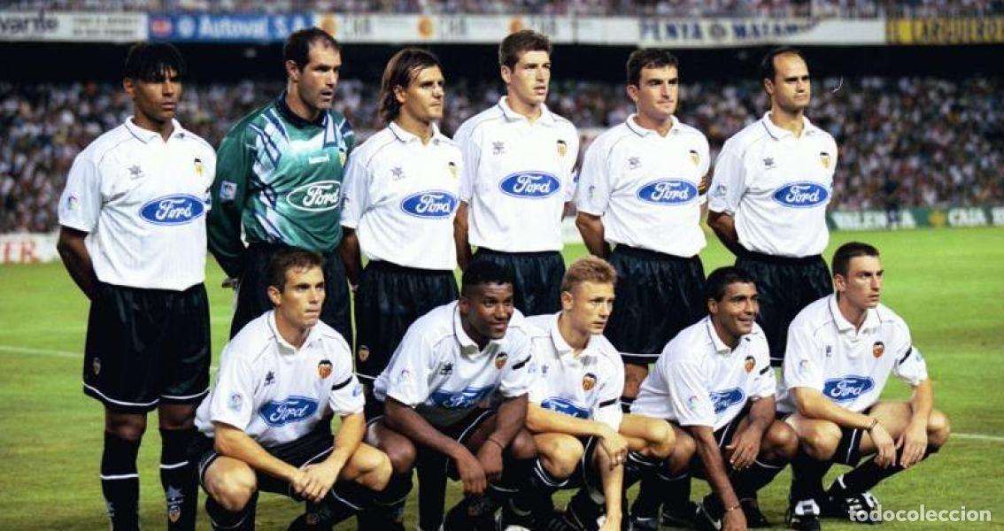 Coleccionismo deportivo: VALENCIA C.F. ALINEACI&Oacute;N TROFEO NARANJA 1996 EN MESTALLA CONTRA PERUGIA. FOTO
