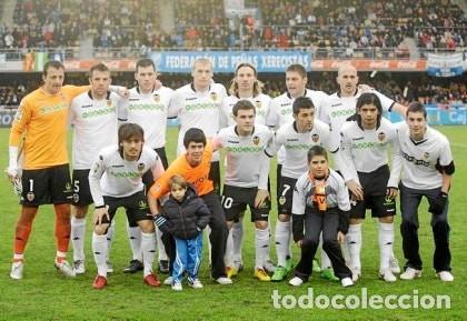 Coleccionismo deportivo: VALENCIA C.F. ALINEACI&Oacute;N PARTIDO DE LIGA 2009-2010 EN CHAP&Iacute;N VS EL XEREZ. FOTO