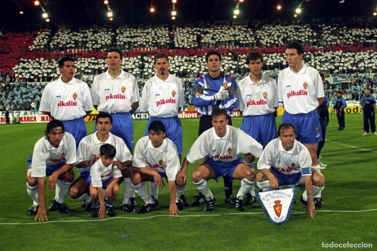 Sports collectibles: R. ZARAGOZA. ALINEACI&Oacute;N PARTIDO RECOPA 1994-1995 EN LA ROMAREDA VS CHELSEA. FOTO