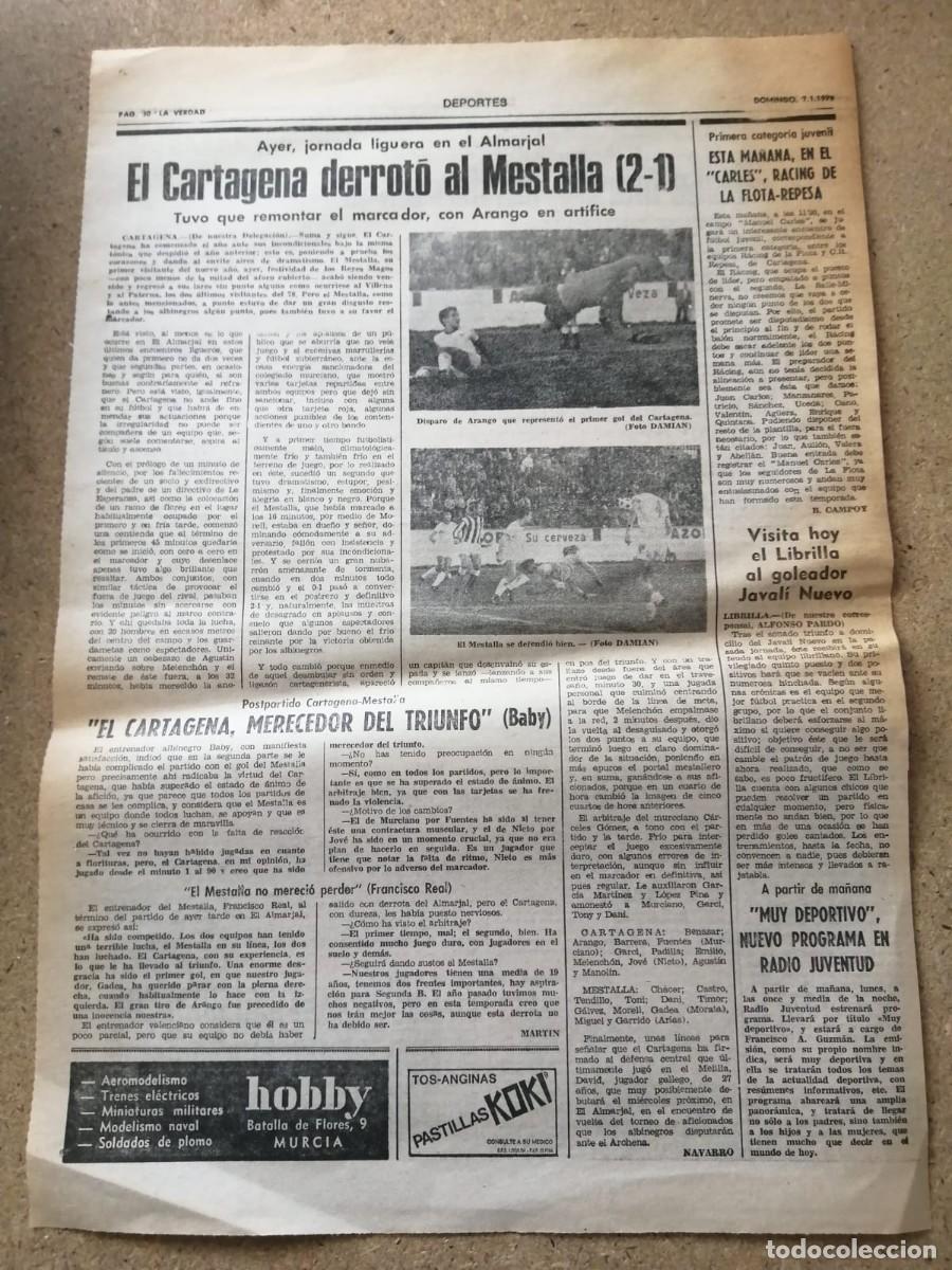 Coleccionismo deportivo: REPORTAJE DEPORTIVO. EL CARTAGENA DERROTO AL MESTALLA 2 -0 (1979)