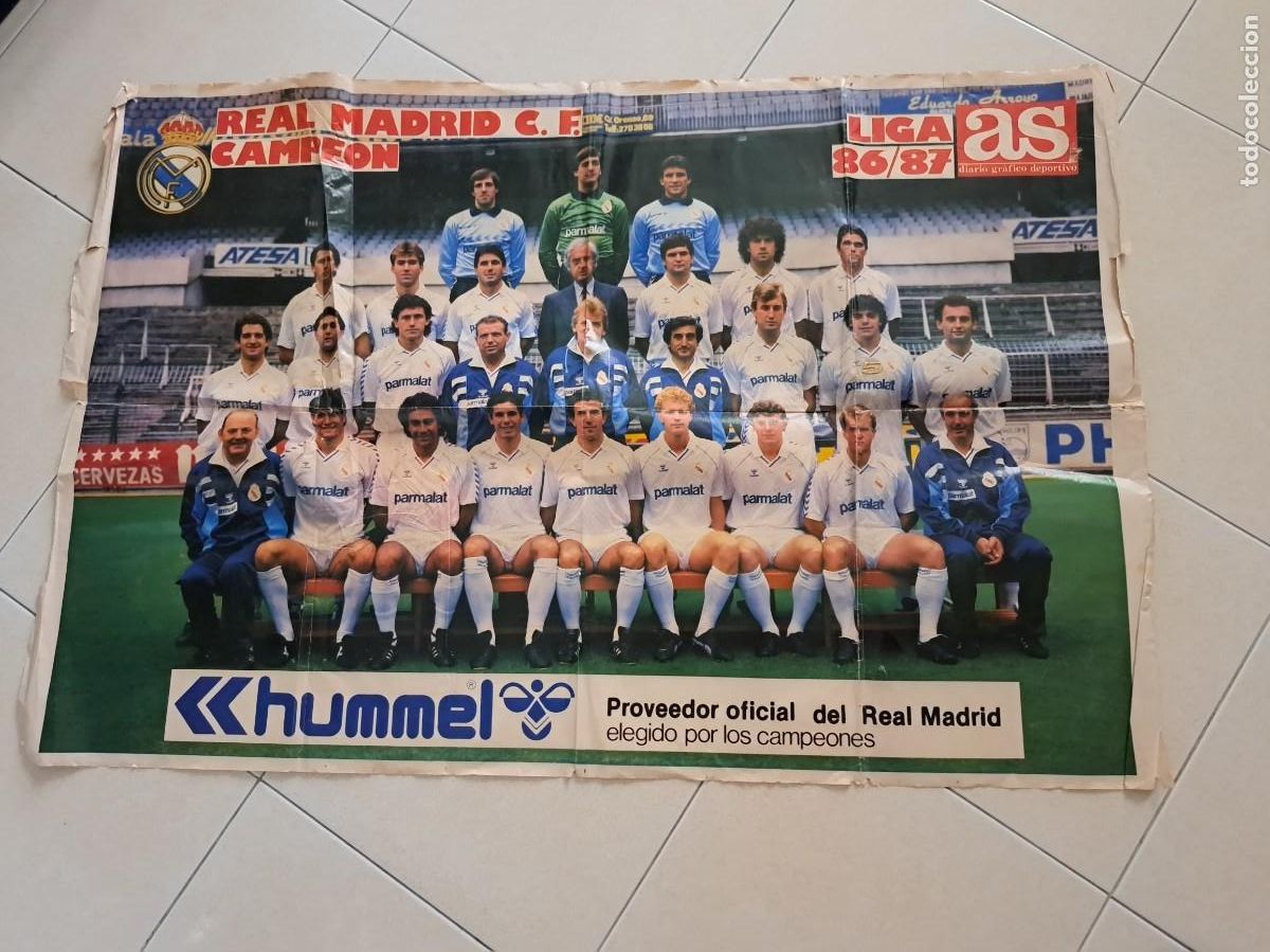 Coleccionismo deportivo: P&oacute;ster Real Madrid Campe&oacute;n Iiga 1996-97. 95x62 cms